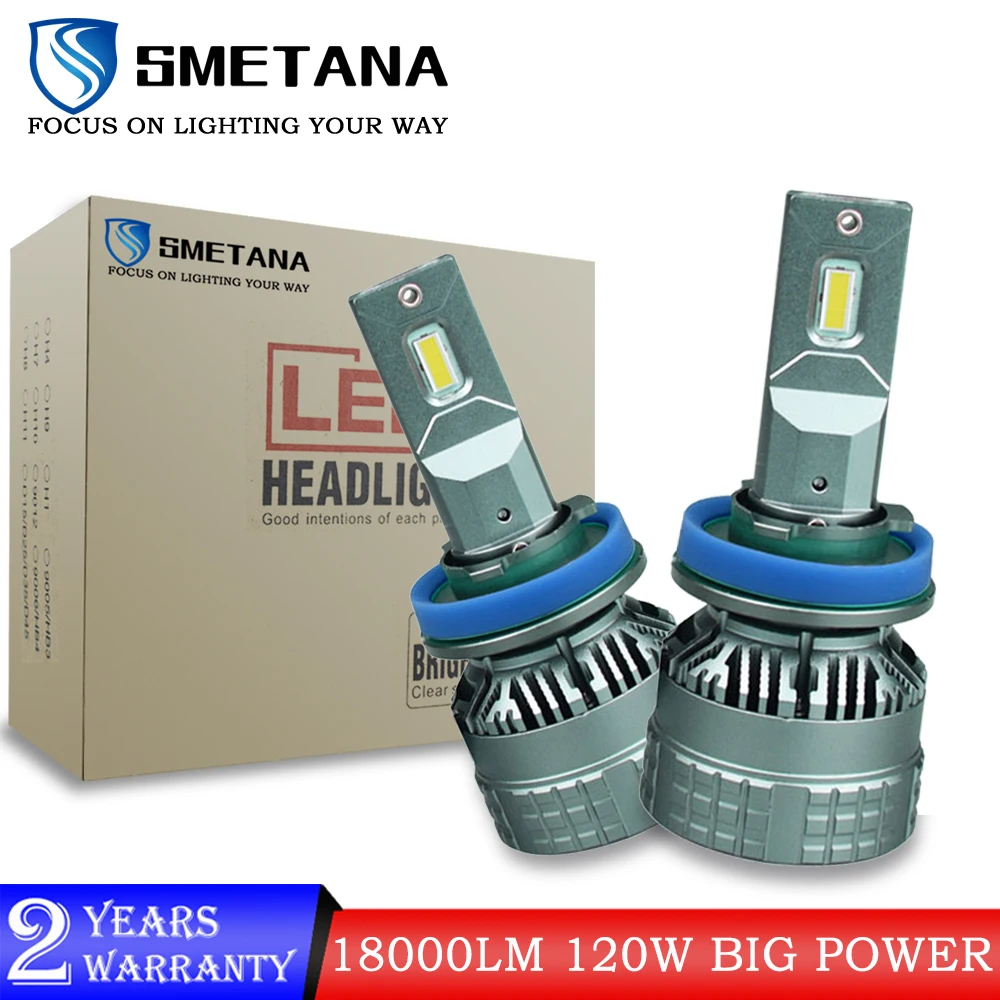SMETANA H8 H9 H11 H1 H4 H7 9005 HB3 9006 HB4 2 шт. Canbus светодиодные лампы для фар автомобиля 120 Вт 18000LM