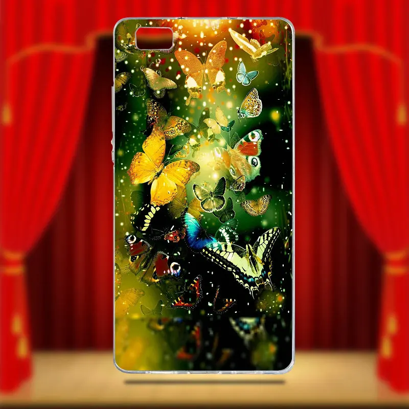 Красивые мягкие чехлы для телефонов из ТПУ с золотистыми бабочками Huawei P8 P9 P10 Mate 10