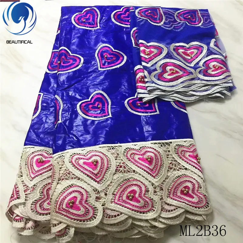 

BEAUTIFICAL Bazin cotton fabrics Fashion african bazin riche mix guipure embroidery beads for women 5+2yards bazin lace ML2B36