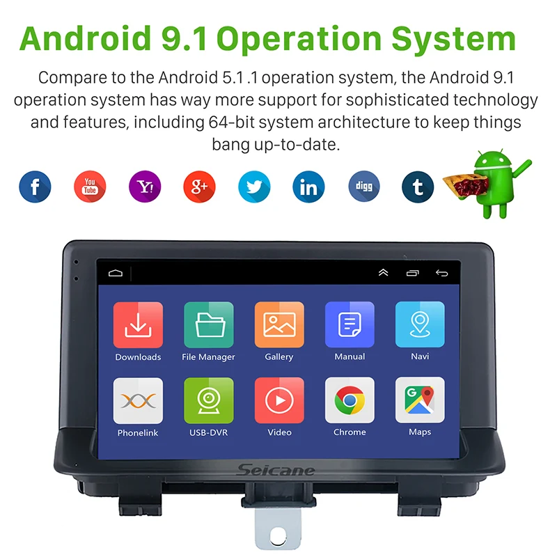 Seicane Android 9 1 2din автомобильный Радио GPS мультимедийный блок плеер для AUDI Q3 2013-2017