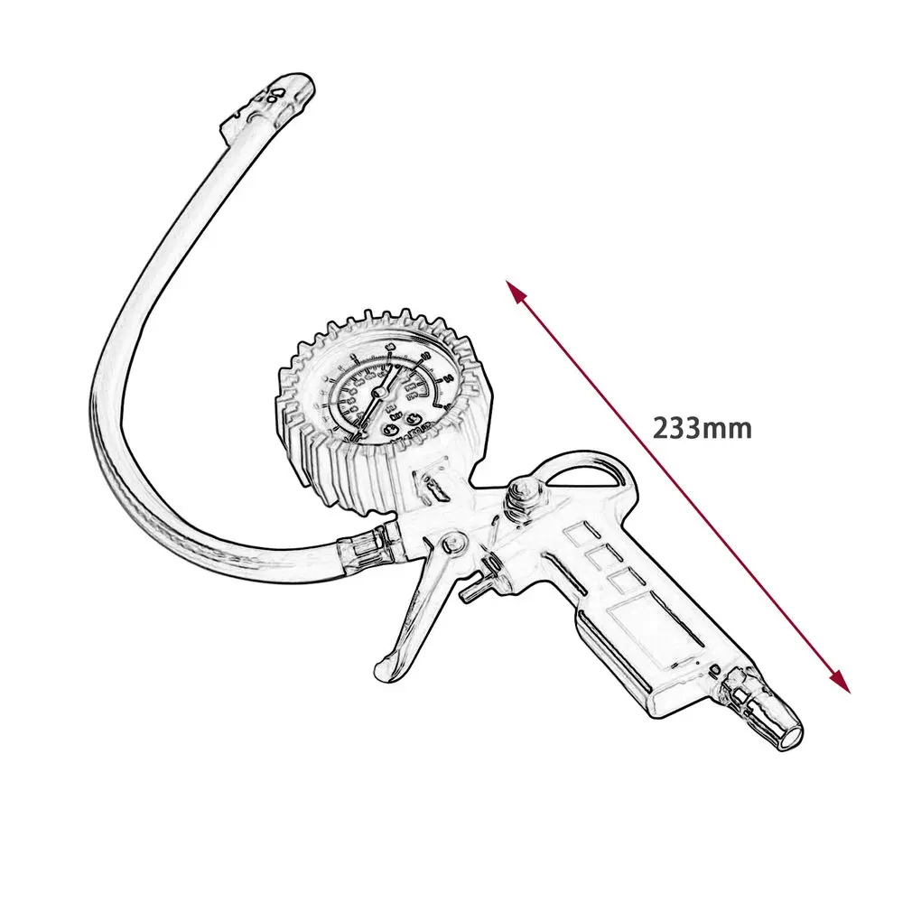 

220PSI Car Air Tyre Pressure Tester Gauge Dial Meter Vehicle Inflation Gun Self-locking Pistol Grip Trigger Inflator For Auto