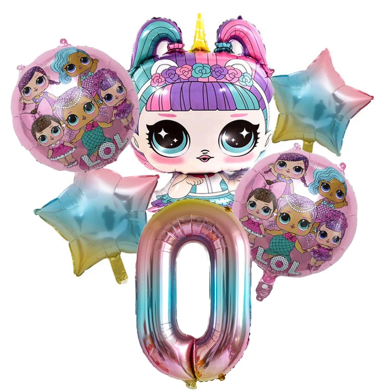 

Original LOL Surprise Dolls Birthday Number Balloon Children Girls Party Decoration Background Toys Aluminum Film Balloons Gifts