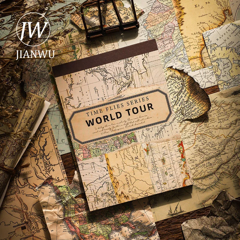 

JIANWU 60 листов дневник Ретро материал записная книжка колодки Kawaii английская карта Скрапбукинг коллаж украшение блокнот бумажные канцелярск...