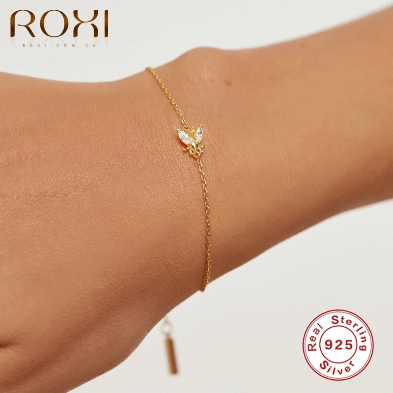 

ROXI 925 Sterling Silver 2021 INS Style Bee Collection Gems Tiny Piercing Drop Animal Pendant Jewelry Climber Clips Women Jewels