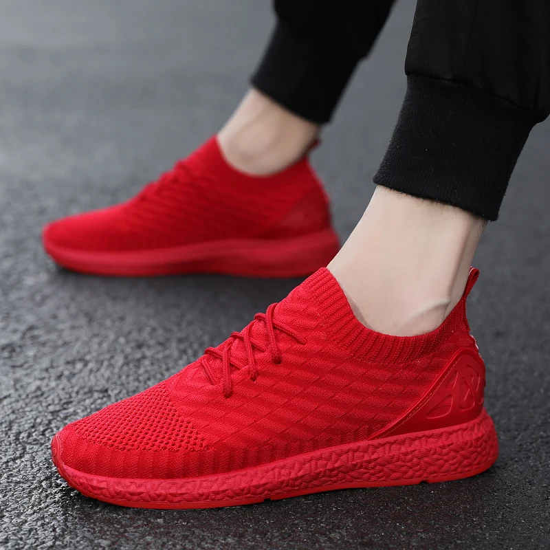 

Flying woven mesh breathable men's running shoes spring and summer send unisex running shoes lightweight comfortable sneakers