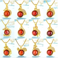 lm unisex 24k gold chinese zodiac pendant agate zircon animal sign with box chain luck jewelry for student birthday gift couples