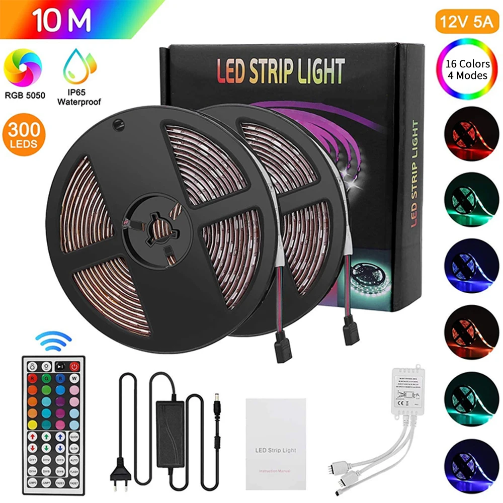 Светодиодная лента водонепроницаемая 32 фута 5050 RGB 300 светодиодов гибкая меняющая
