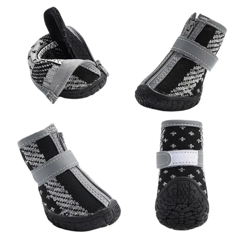 4 шт. Уличная обувь для собак среднего и крупного размера Нескользящие дышащие