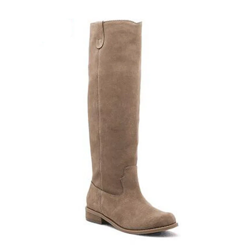 Beige flock PUIMENTIUA/ г.; высокие сапоги на плоской подошве до колен; женские матовые сапоги из кожи пу под замшу; Zapatos De Mujer; однотонная зимняя обувь для верховой езды - Цвет: Beige flock