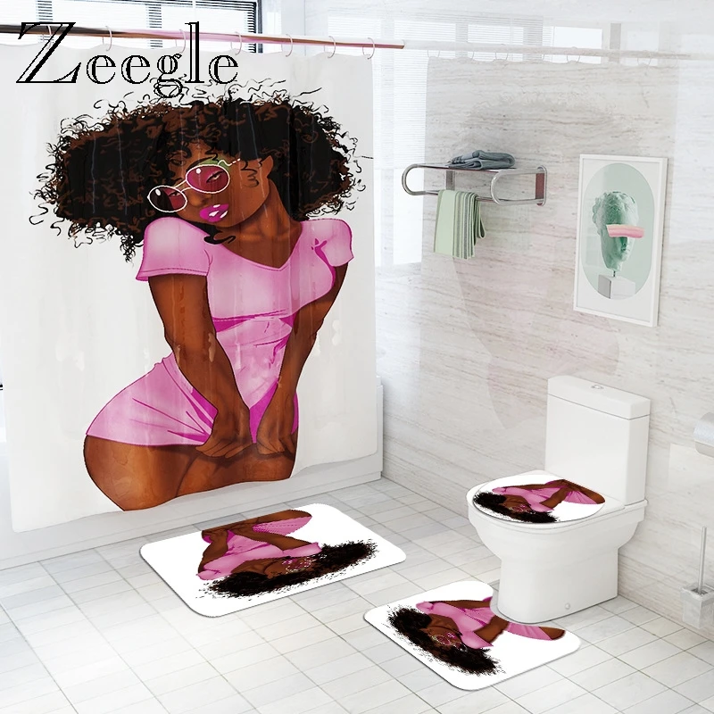 Коврик для ванной с Африканской девушкой и принтом набор водонепроницаемых