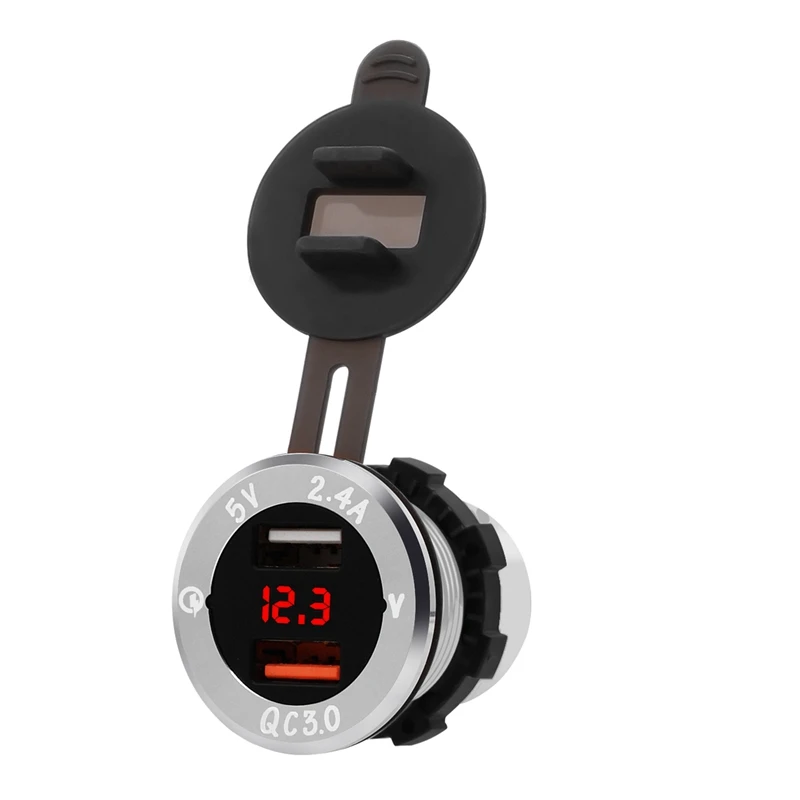 Алюминиевый сплав Быстрая зарядка Qc 3 0 двойной USB с вольтметром зарядное