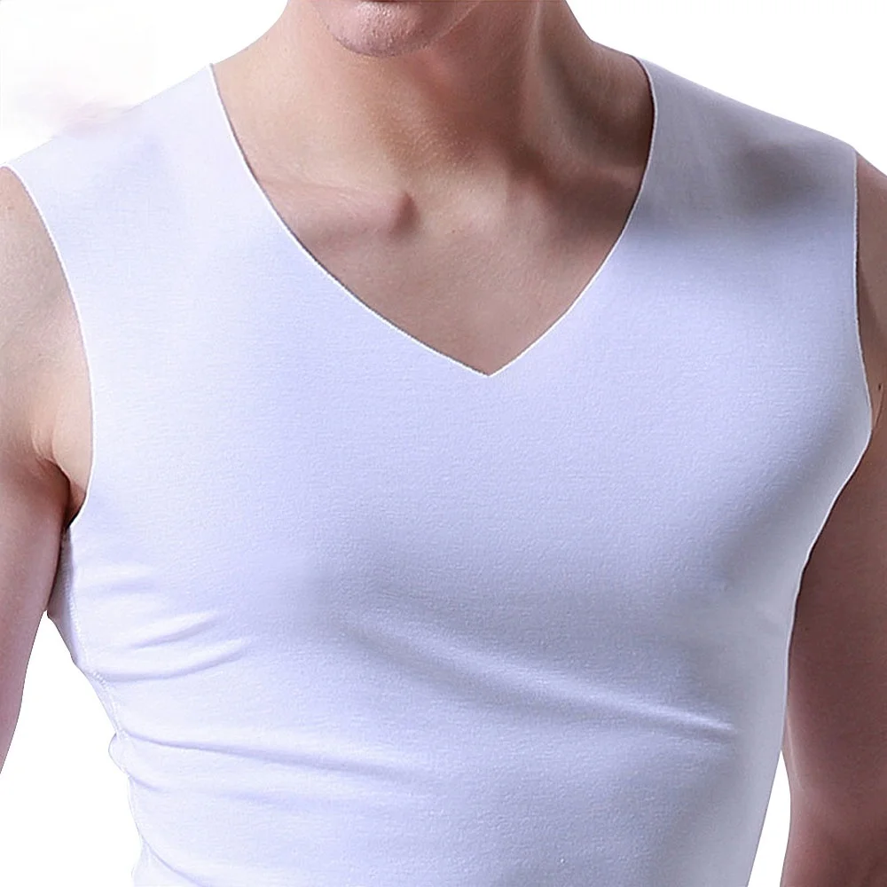 

3Pieces/Lot Seamless Sleeveless Undershirt Tank Top Men Fitness Shirts Mens Bodybuilding Workout Vest Factory Outlet V Neck