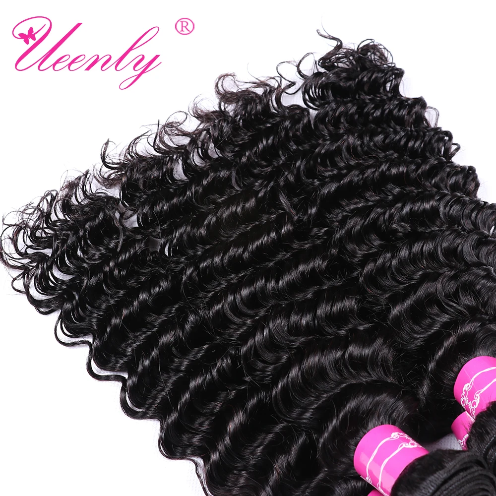Uesly бразильские пучки волос плетение Remy 3/4 Пучки глубокая волна 100% человеческие