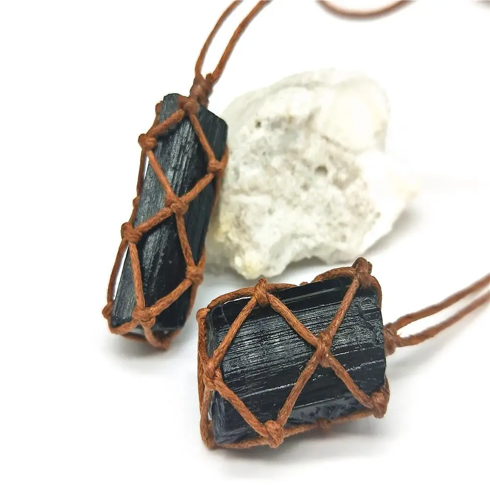 1 шт. ожерелье из натурального черного турмалина в стиле ретро кулон