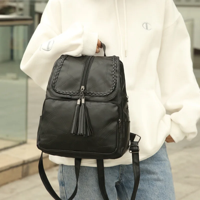 

2020 Brand Minimalism Female Backpack PU Leather Youth Women Bagpack Beautiful Fashion Girl Casual Rucksacks Lady Shoulder Bag