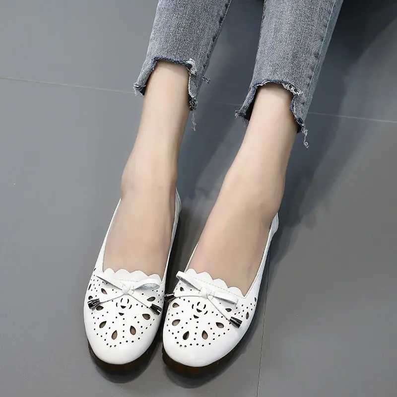 New 2021 Hot High Top Casual Shoes Women Cute Sweet Comfy Leather Loafers Autumn Flats Tenis Feminino Mother Walking Footwear