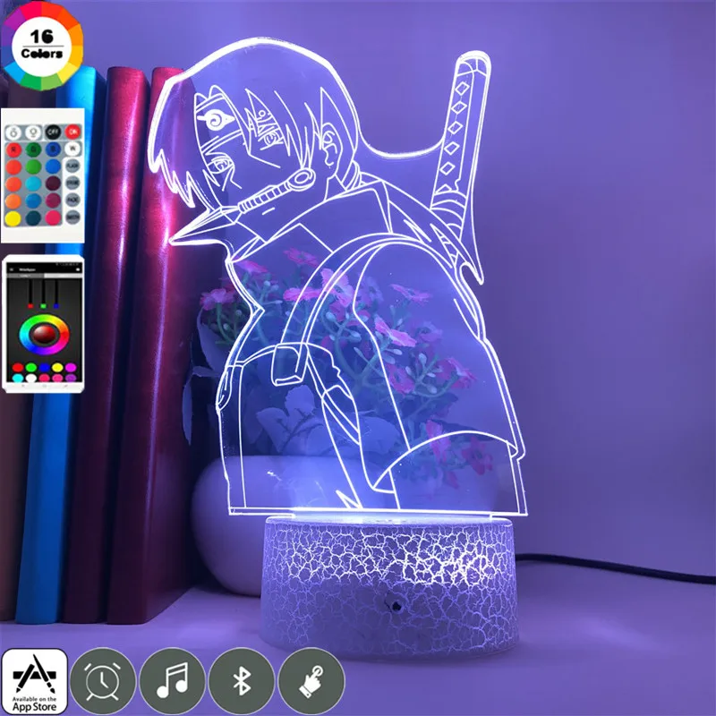 Ночник Наруто с 3D рисунком Итачи и учихи из аниме светодиодный светильник для