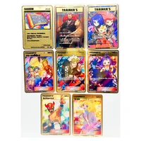 27 styles pokemon trainer lillie boss rank gold metal card super game collection anime cards toys for children christmas gift