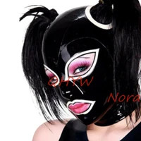 sexy handmade latex face mask for female exotic latex full breath hoods mask with hair holes cekc lingerie uniform no wigs