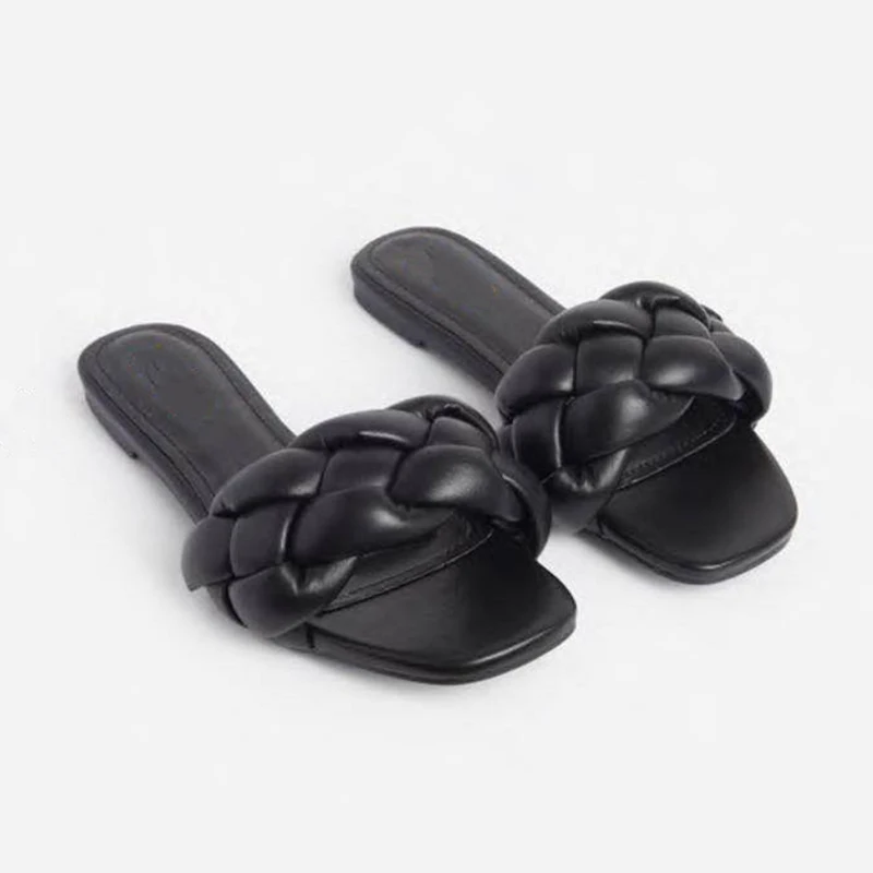 

[fvfv] 2021 New popular sponge woven one-line casual slippers sandal