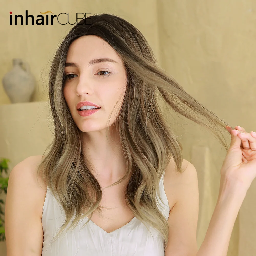 Inhaircube синтетические парики с длинными волосами темно-коричневый корень