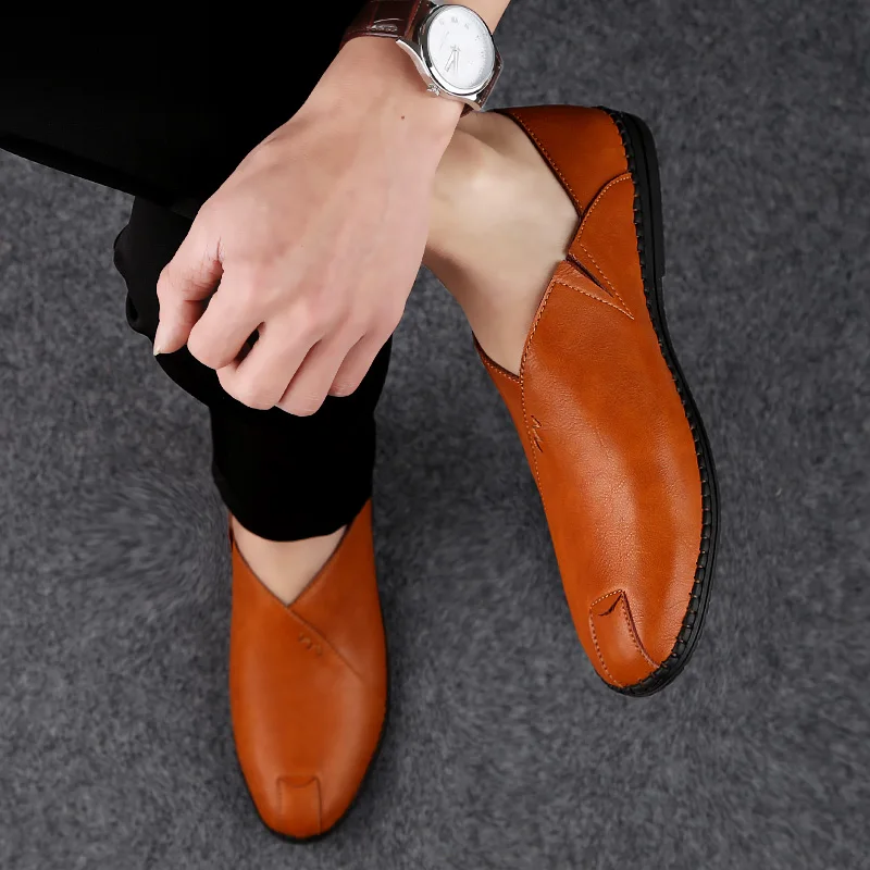 2019 New Men Shoes Casual Leather Breathable Moccasins Loafers Male Flats Luxury Fashion Slip On Driving Big Size 46 | Обувь