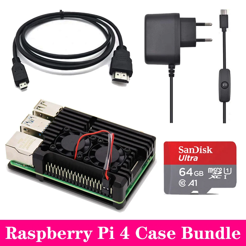 Raspberry Pi 4 алюминиевый корпус защитный сплав корпус коробка охлаждающая пластина корпус с адаптером питания для Raspberry Pi 4B Pi4