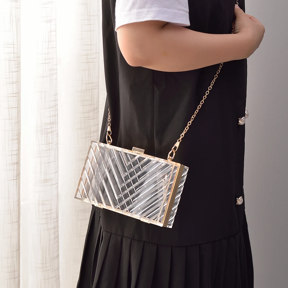 

Transparent Fashion Women Acrylic Shoulder Bag Luxury Clutch Bags For Women Clear Purses 2021 Messenger Bag Evening