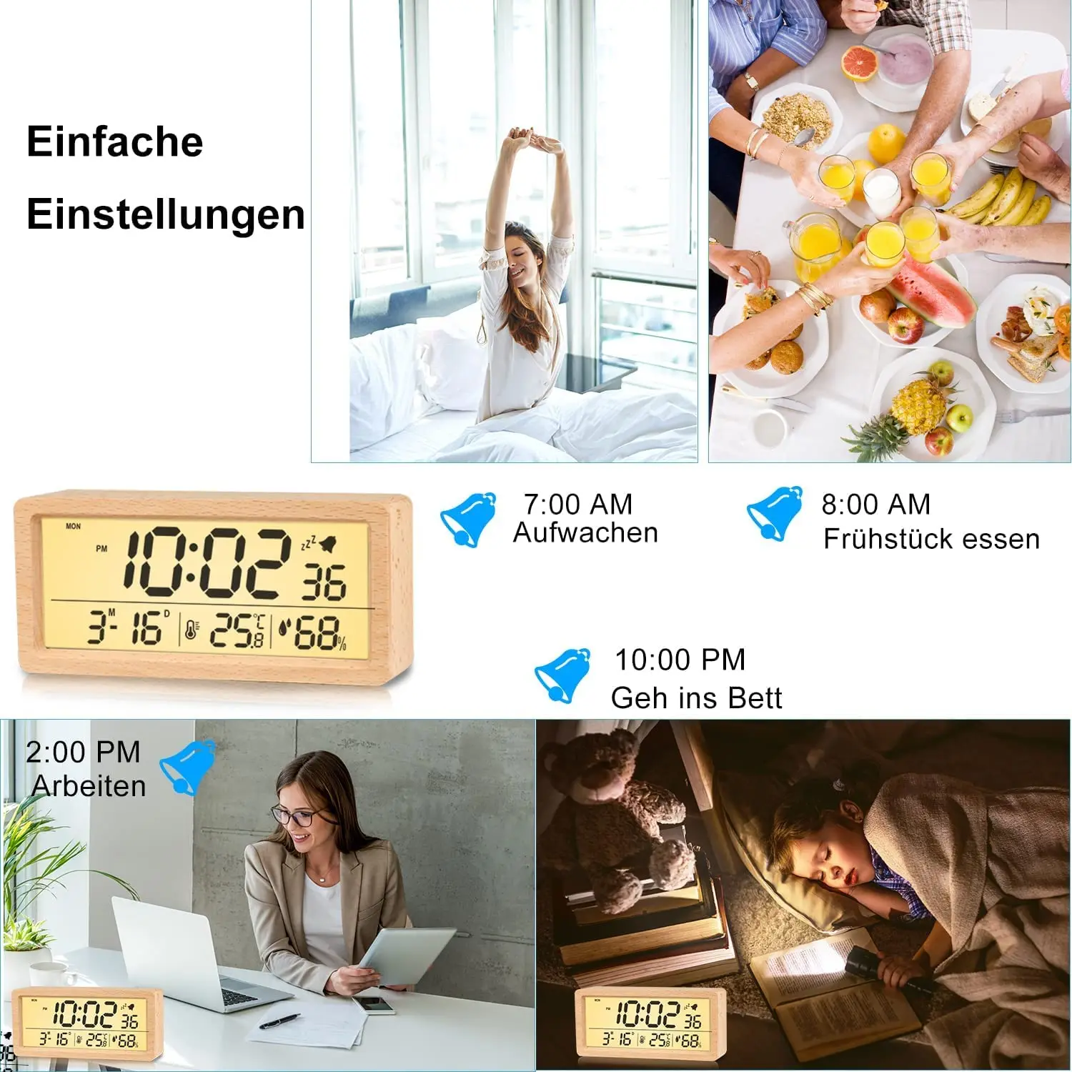 Новый деревянный будильник MICLOCK цифровые светодиодсветодиодный настольные часы