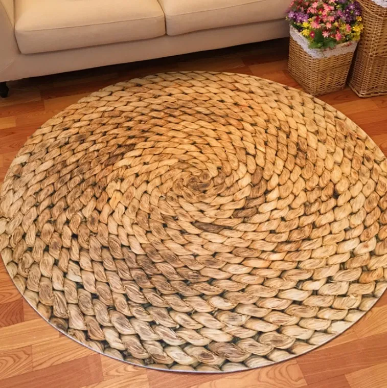 3D Printed Straw 3D набивной соломенный японский круглый ковер мягкий круглый ковер для гостиной мягкий модный пол Дверная Цепочка детский игровой коврик - Цвет: 3D Printed Straw