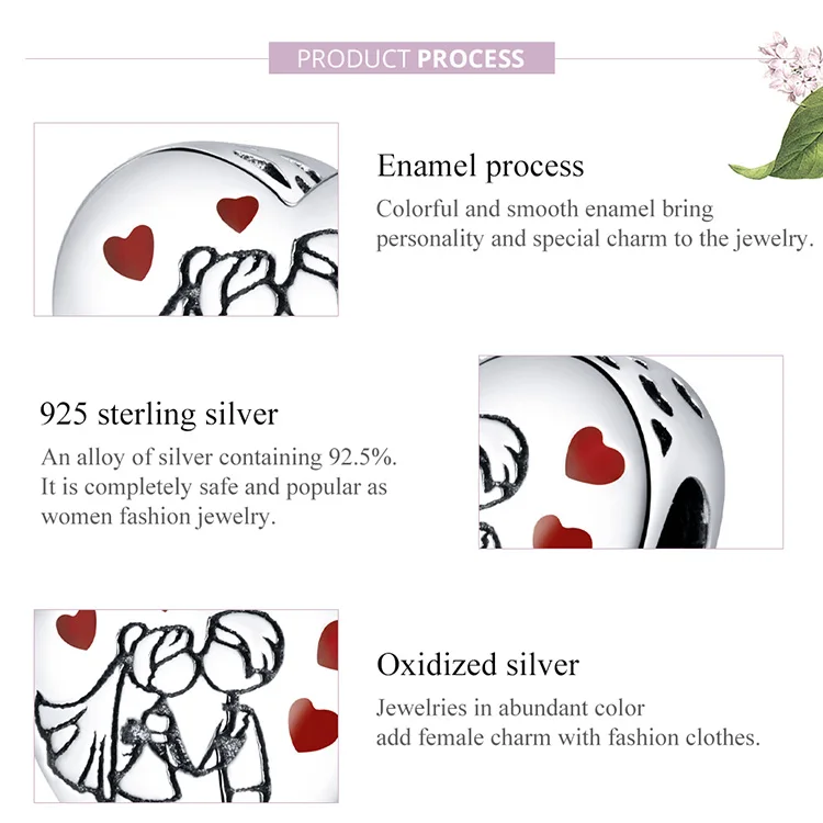 

Charm 925 pure silver sweet time pendant original Bracelet DIY jewelry making accessories