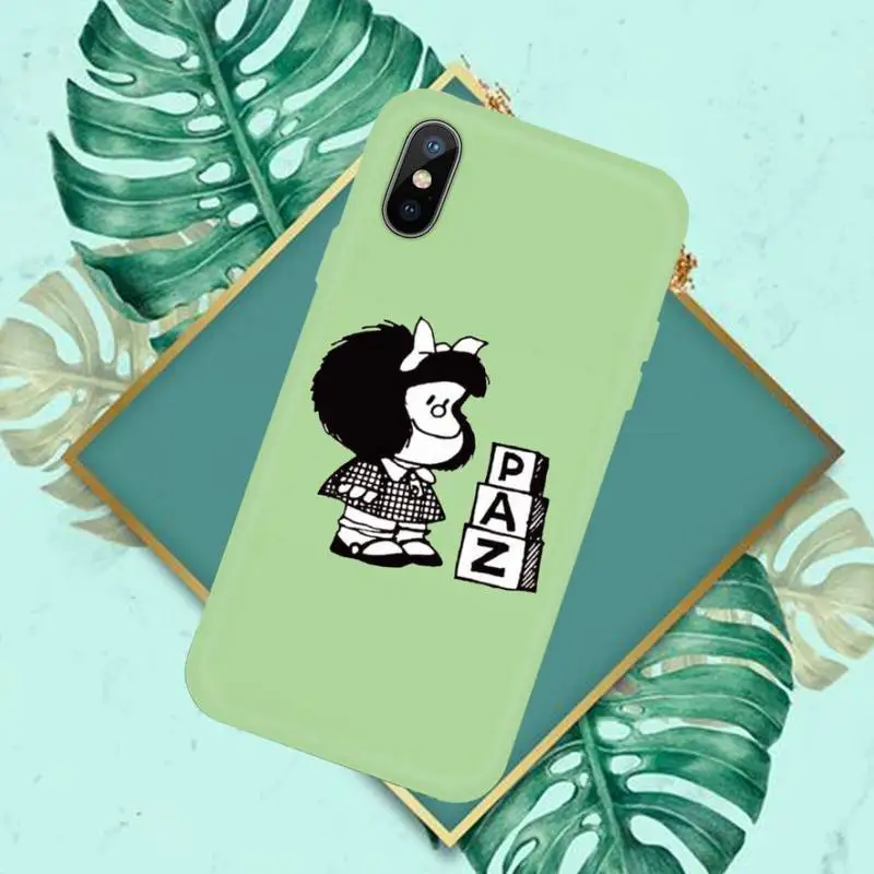 

Hot Cartoon Mafalda Phone Case Candy Color for iPhone 11 12 mini pro XS MAX 8 7 6 6S Plus X SE 2020 XR