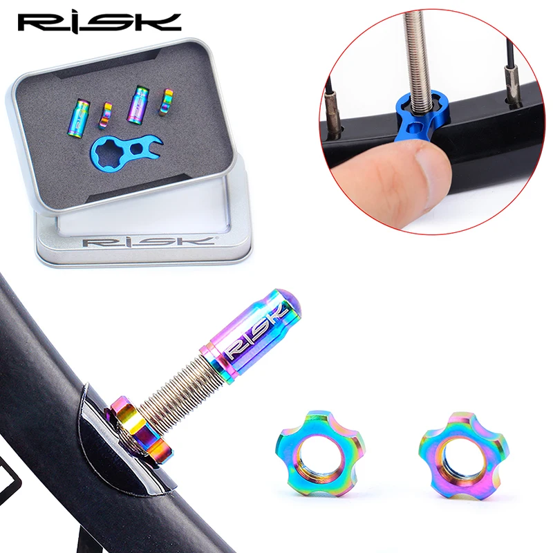 RISK-tapa de válvula de bicicleta, accesorio de aleación de titanio, ligera, colorida, para Presta/Schrader
