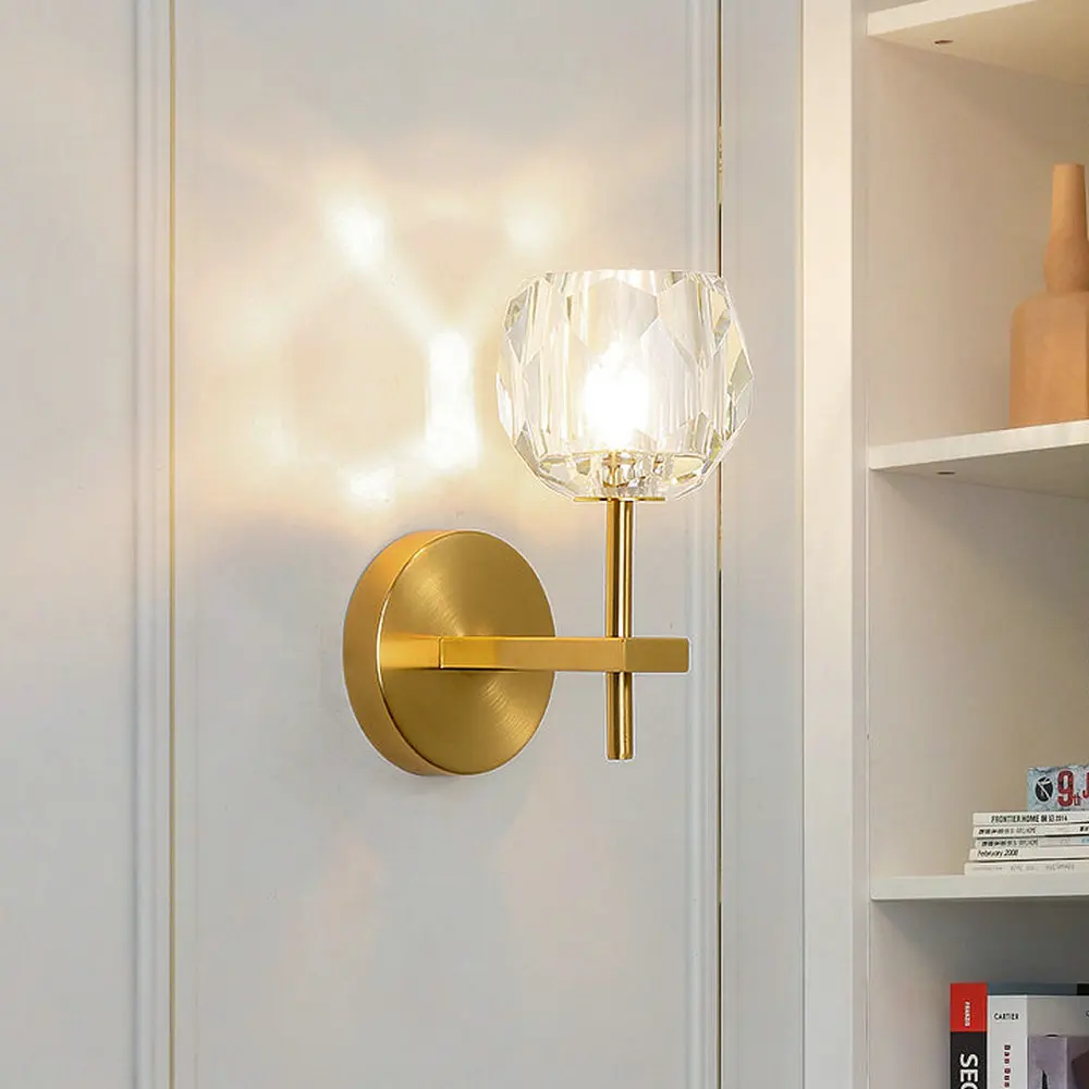 Скандинавский G9 светодиодный настенный светильник золотого железа с круглым K9