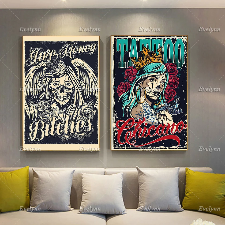 Тату-плакат тату настенное искусство печать тату-шоп тату-студия декор тату-Арт