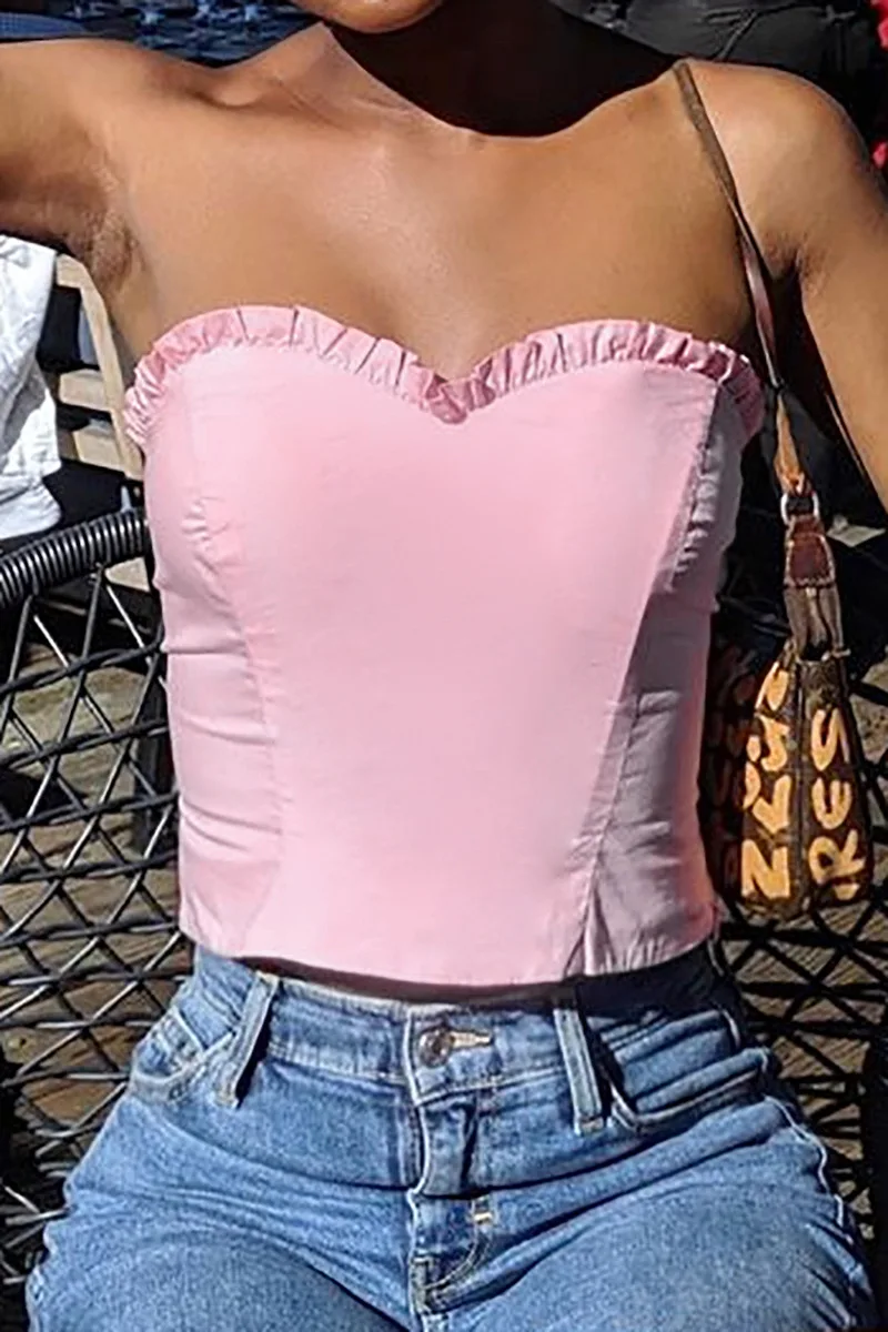 Лето 2019 без бретелек милый сексуальный топ рукавов кружевной воротник пэчворк