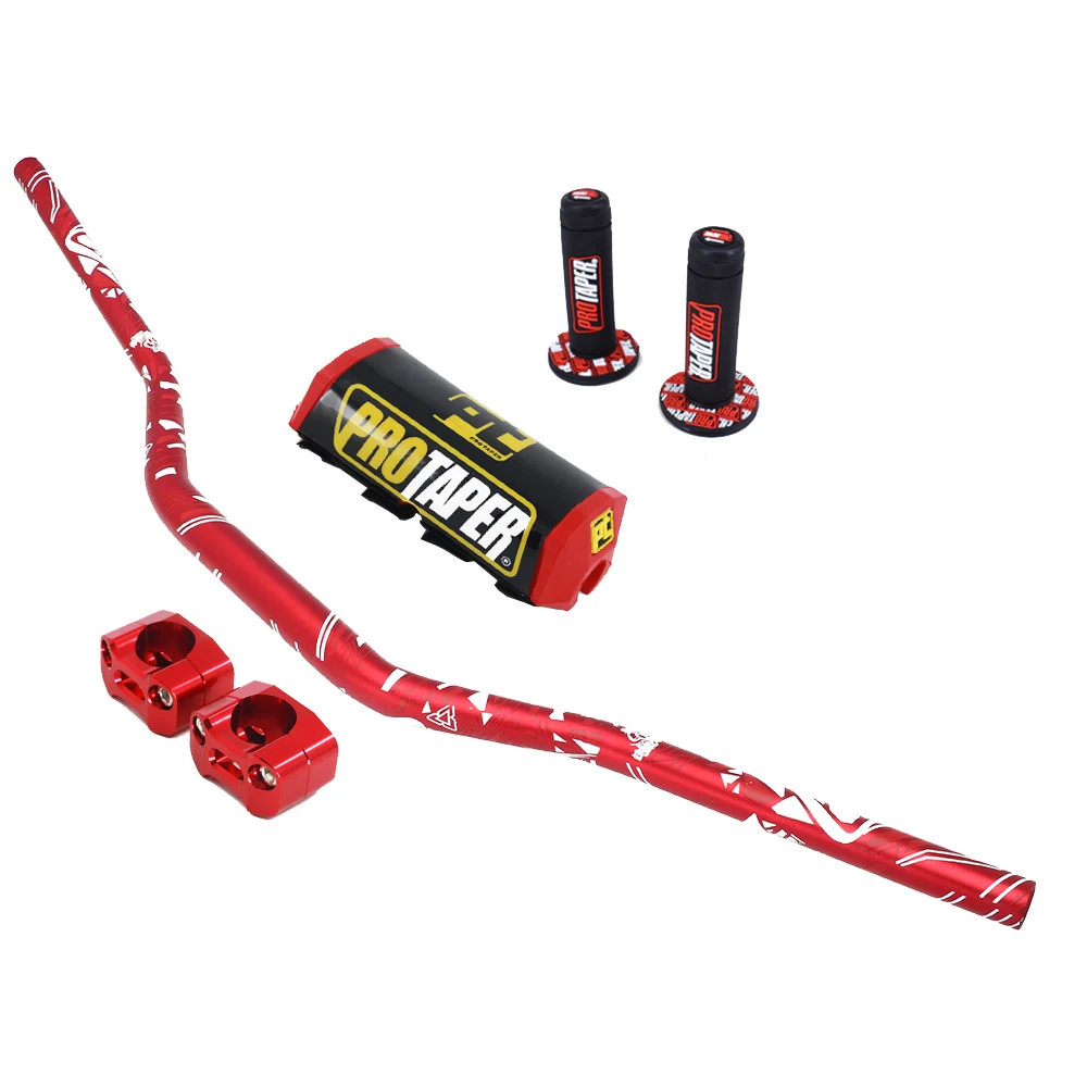 Мотоцикл 28 мм 1-1/" Fat Bar руль Грипсы колодки для KTM HONDA KAWASAKI SUZUKI YAMAHA CRF Protaper Pro Dirt Bike Motorcross - Цвет: Red set