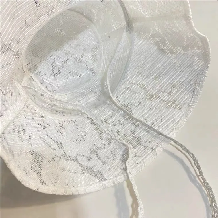 New Lace Fishing Bucket Hat Female Summer Korean Version Of Breathable Sun Hat Wide Brim Sunscreen Fashion Sun Caps K Pop