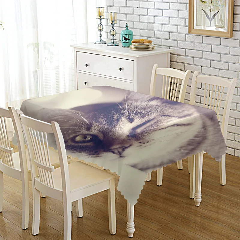 Милая скатерть для домашнего стола с изображением кота ТВ журнальный столик