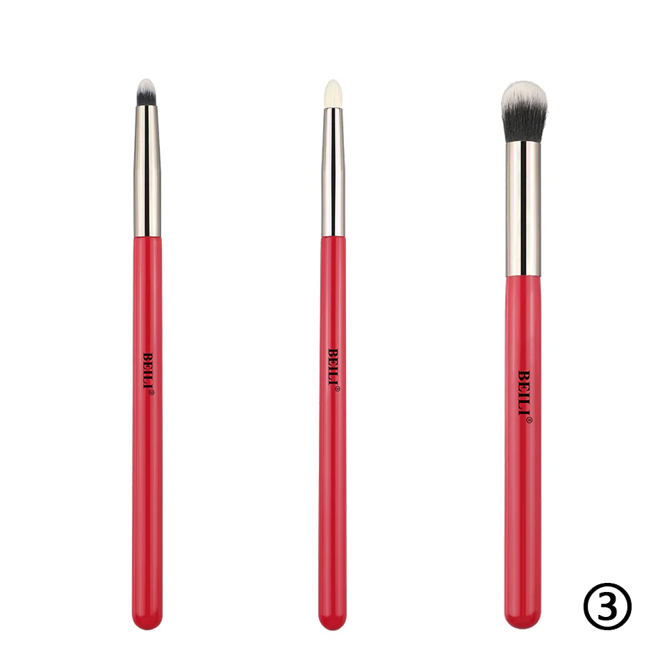 kit 5 BEILI Amber 3 шт. Профессиональный набор кистей для макияжа глаз кисть для теней Косметика Тени для век подводка для бровей натуральные волосы макияж - Handle Color: kit 5