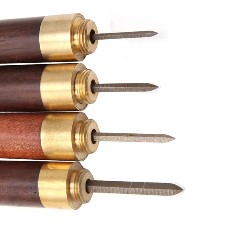 

LMDZ 3/4/5/6mm DIY Leather Hand Tool Diamond Cone Poke Hole Leather Perforated Belt Cover Diamond Cone Wooden Handle Sewing Tool