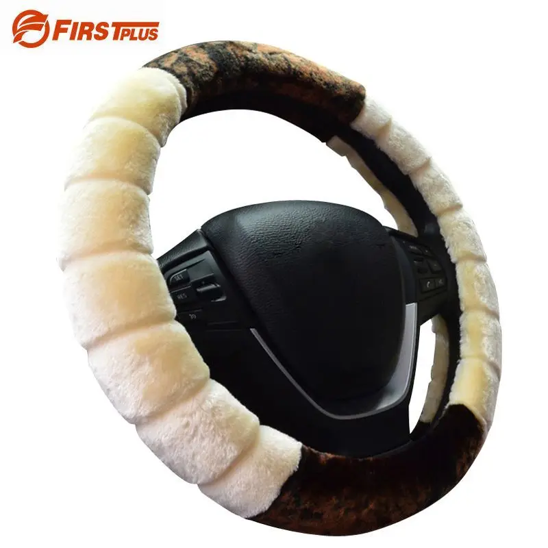 Фото High Density Wool Winter Steering Wheel Covers Soft Plush Automobile Car Steering Wheel Cover for 35 36 37 38 39 40 diameter №1
