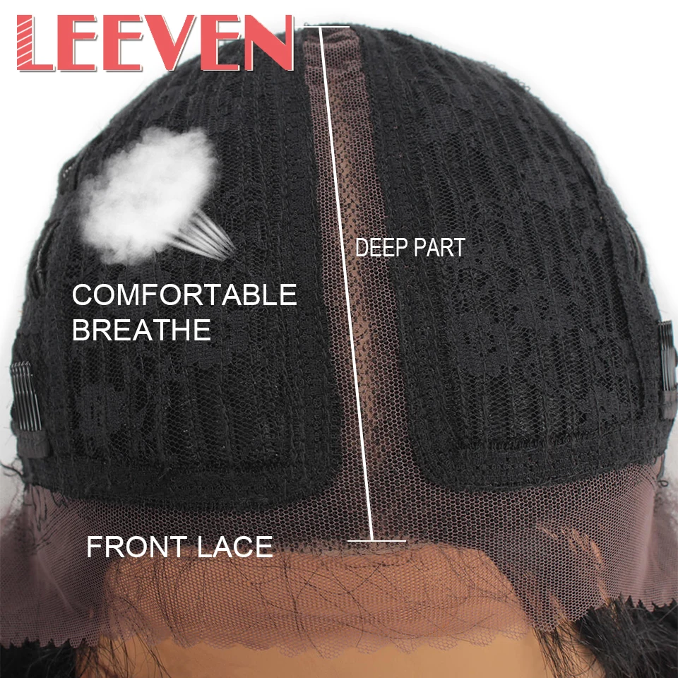 Leeven Synthetic Lace Front Wig Black Water Wave Wigs For Woman Long Hair Wigs Black Brown 613 Blonde Wig Cosplay Hair