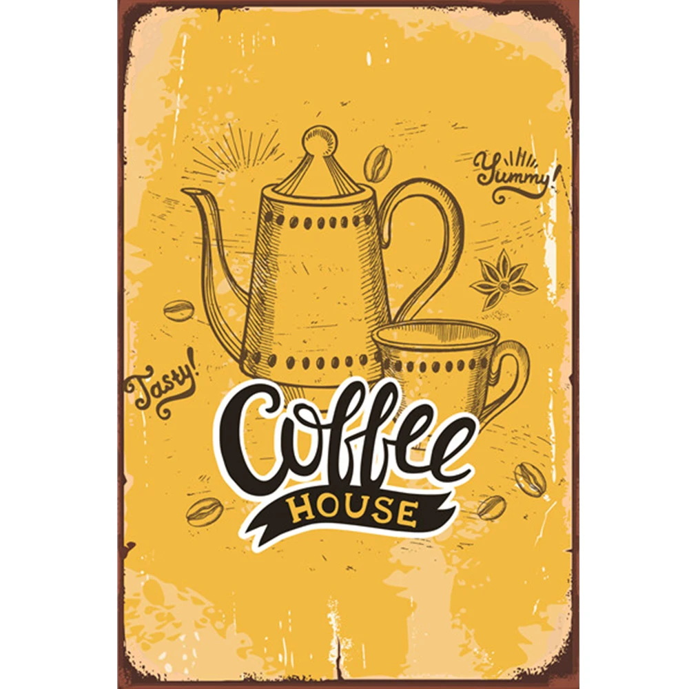 

Vintage Poster Coffee Menu Retro Metal Tin Signs Plaque Decor for Kitchen Restaurant Bar Cafe Wall Art Plate Posters 20x30cm