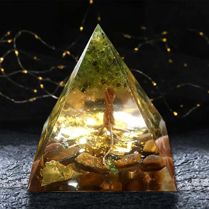 

Новый оргонитовый Пирамида ручной работы, 60 мм, аметистовый кристалл, Сфера С небесным кристаллом, природный кристалл, энергии целительная ...