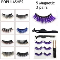 5 magnetic lashes eyeliner magnetic kit faux mink lashes natural eyelash extension dramatic purple lashes water proof
