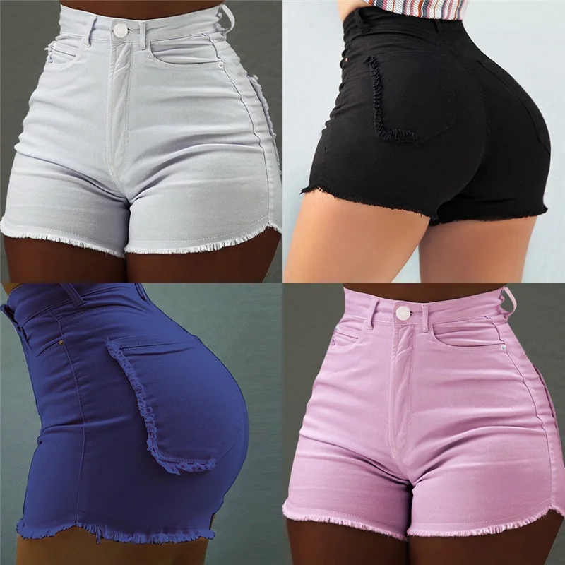 

New High Waist Jeans Shorts Women Candy Color Elastic Shorts Fashion Denim Shorts Casual Summer Women's Shorts Skinny