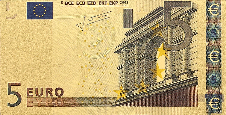 Евро Памятная коллекция монет 5 евро старые банкноты 24k позолоченные