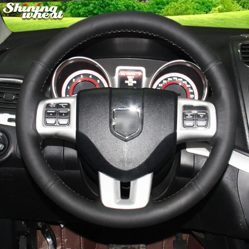 

Black Genuine Leather Car Steering Wheel Cover for Dodge Grand Caravan Journey Avenger Durango