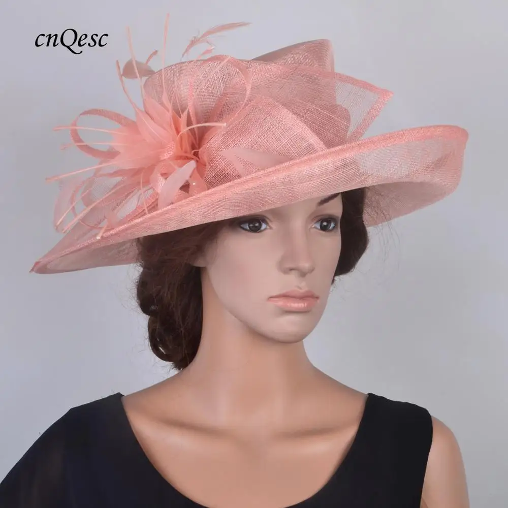 2020 оптом дизайн с широкими полями платье Церковь Sinamay женская шляпа для свадьбы